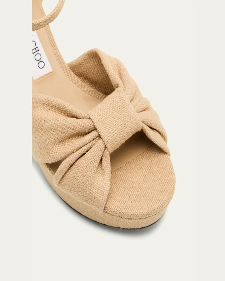 Heloise Linen Knot Platform Sandals - Image 7