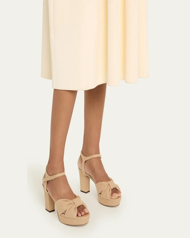 Heloise Linen Knot Platform Sandals - Image 10