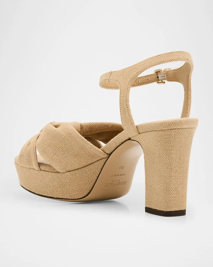 Heloise Linen Knot Platform Sandals - Image 2