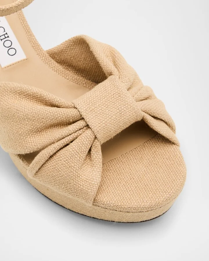 Heloise Linen Knot Platform Sandals - Image 9