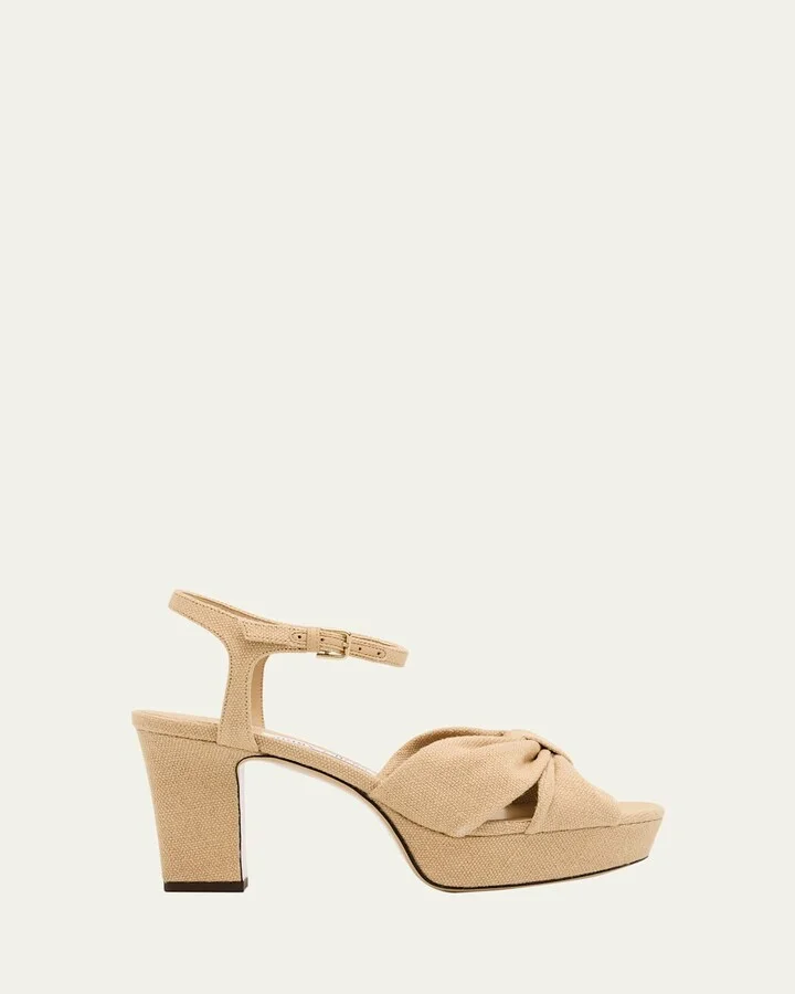 Heloise Linen Knot Platform Sandals