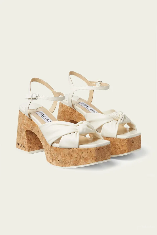 Heloise Wedge 95 Platform Sandals in Latte - Image 2