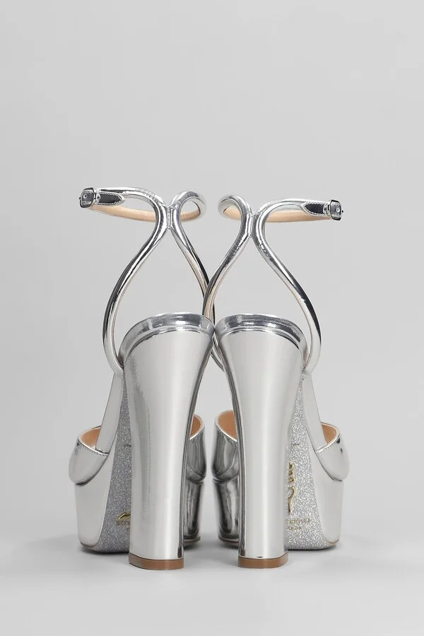 Helsa Sandals In Silver Patent Leather - Image 4
