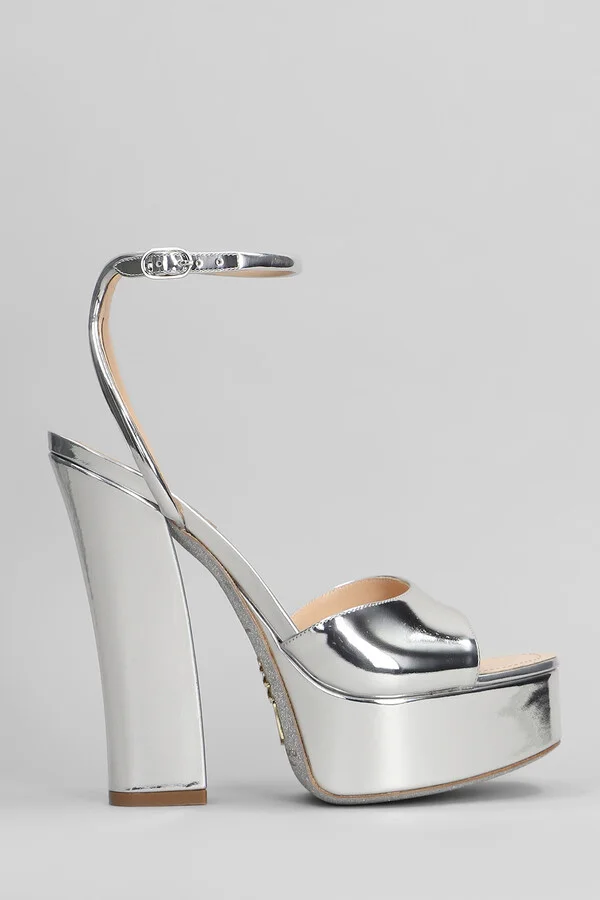 Helsa Sandals In Silver Patent Leather