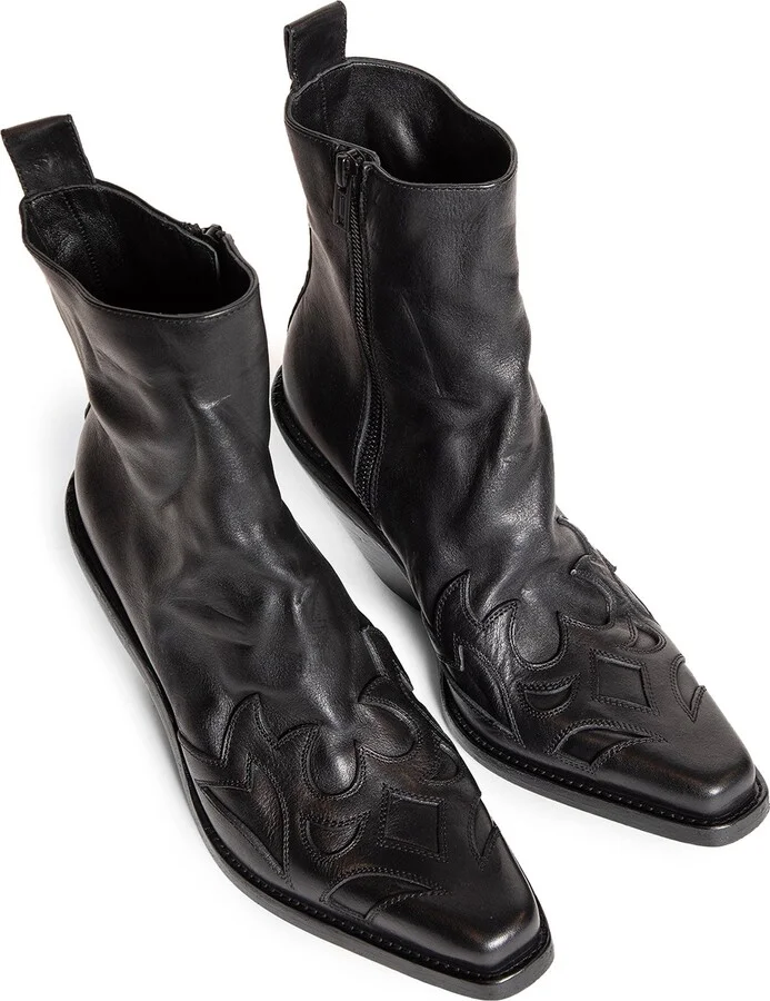 Hemo Western Boots in washed grained calfskin