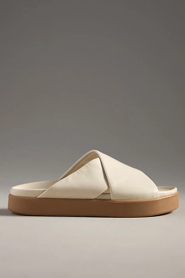 Hen Leather Platform Slide Sandals