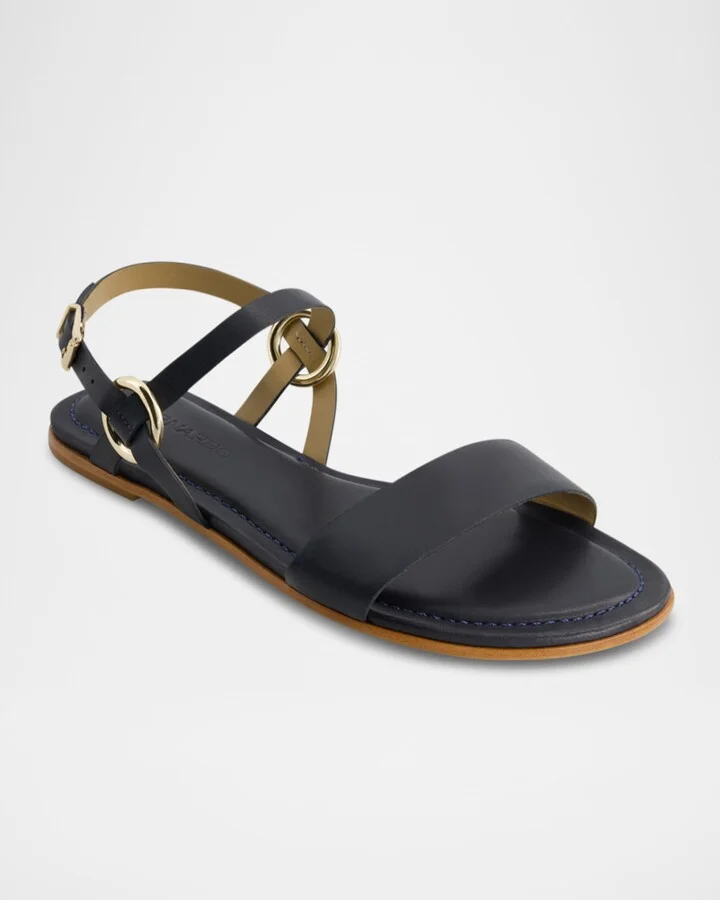 Henre Leather Flat Slingback Sandals - Image 2