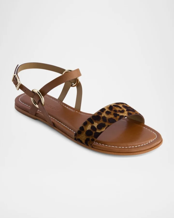 Henre Leopard Flat Slingback Sandals - Image 2