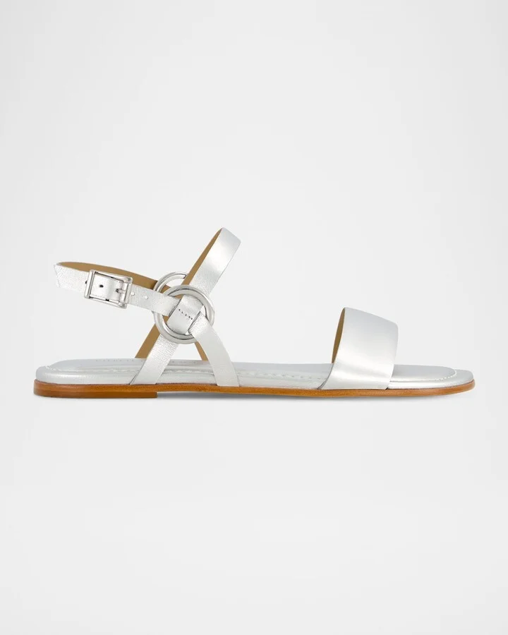 Henre Metallic Flat Slingback Sandals