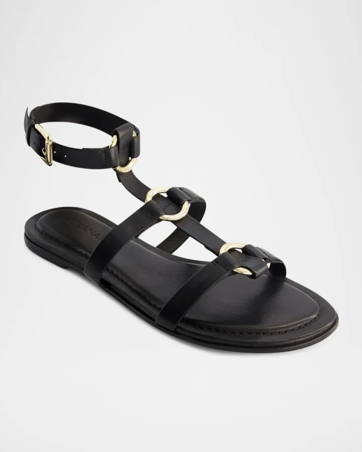 Hera Leather Flat Gladiator Sandals - Image 2