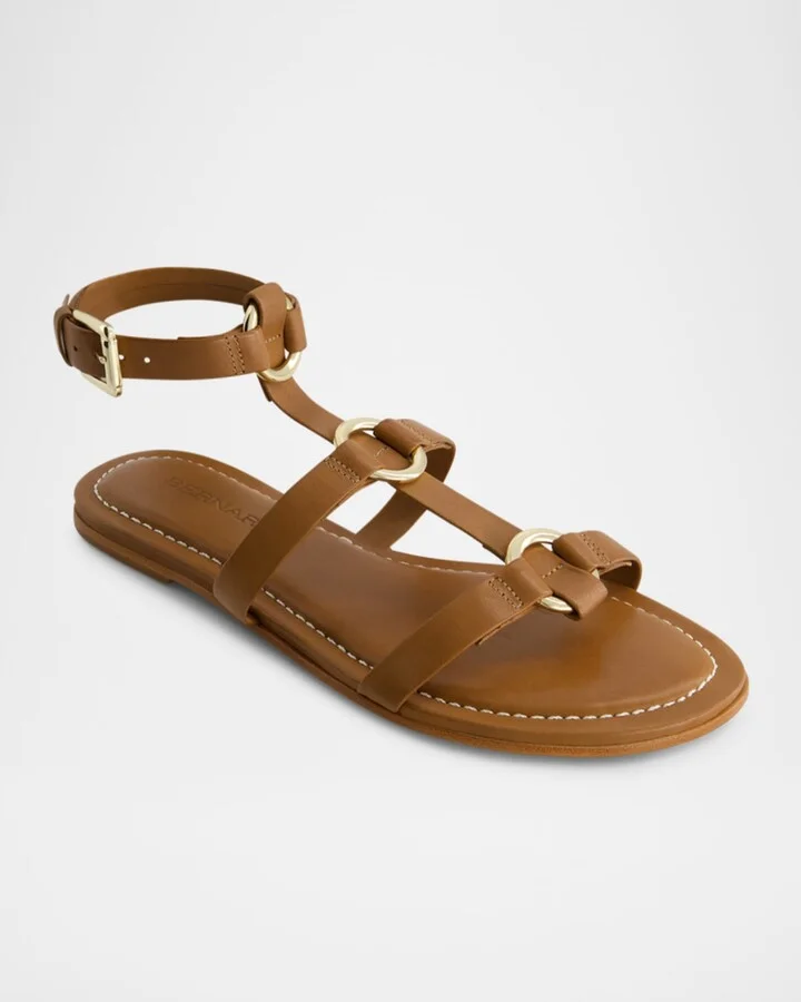 Hera Leather Flat Gladiator Sandals - Image 3