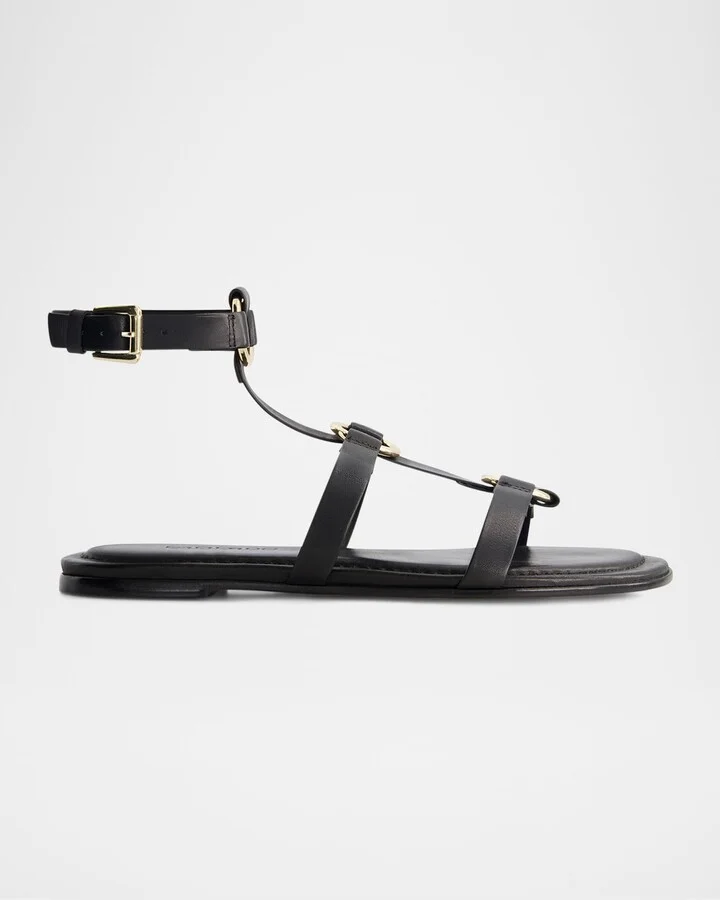Hera Leather Flat Gladiator Sandals