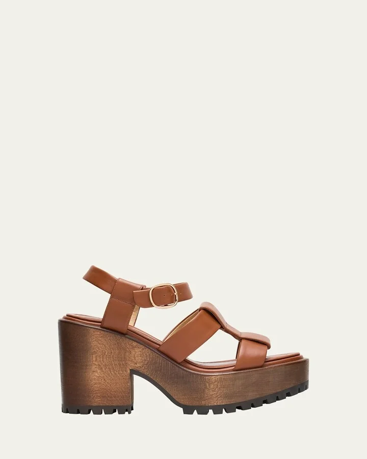 Hera Leather Platform Block-Heel Sandals