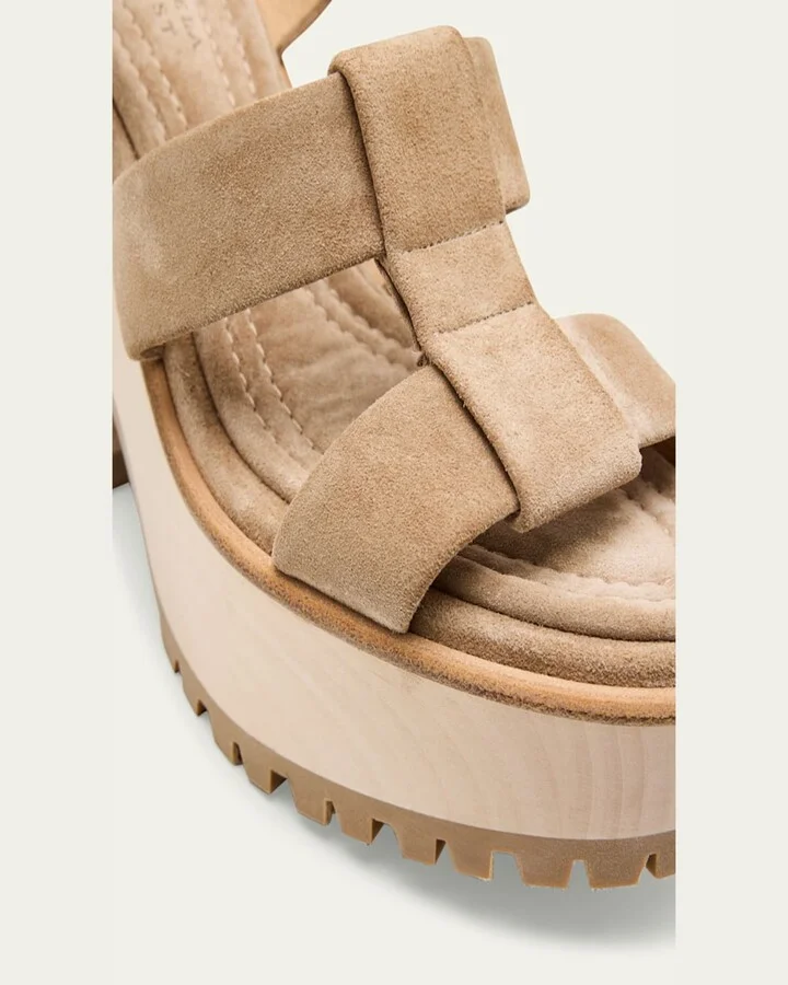 Hera Suede Platform Block-Heel Sandals - Image 3