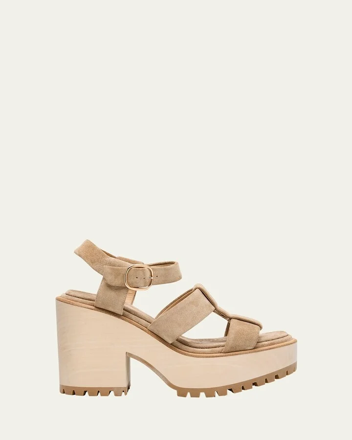 Hera Suede Platform Block-Heel Sandals
