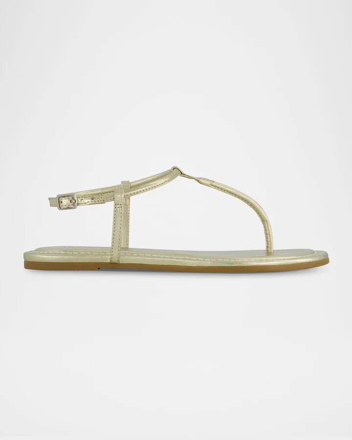 Hercu Metallic Ankle-Strap Flat Sandals