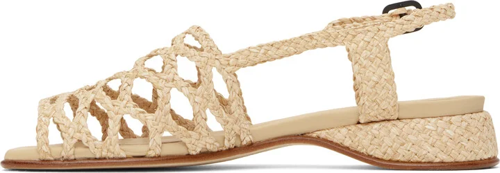 HEREU Beige Alzira Raffia Sandals - Image 3