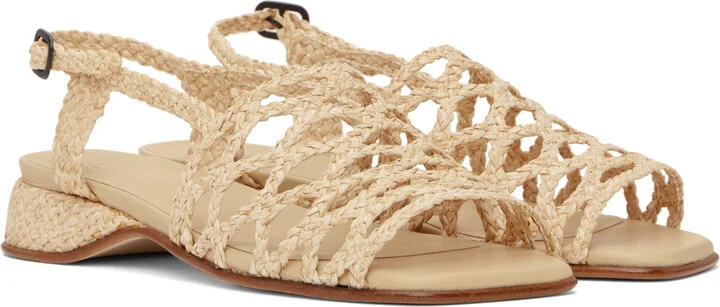 HEREU Beige Alzira Raffia Sandals - Image 4