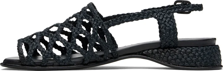 HEREU Black Alzira Raffia Sandals - Image 3