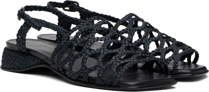 HEREU Black Alzira Raffia Sandals - Image 4