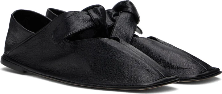 HEREU Black Llasada Supple Shiny Ballerina Flats - Image 4