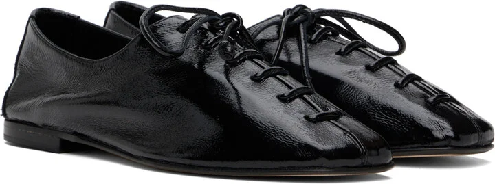 HEREU Black Plegada Crinkled Glossy Oxfords - Image 4