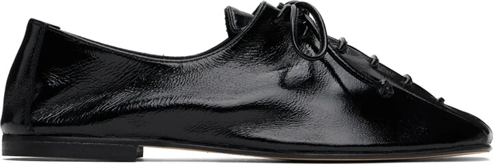 HEREU Black Plegada Crinkled Glossy Oxfords