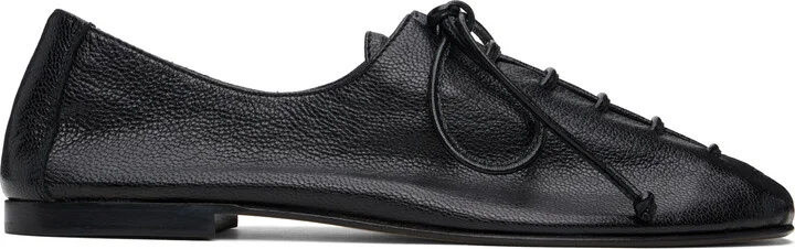 HEREU Black Plegada Supple Shiny Oxfords
