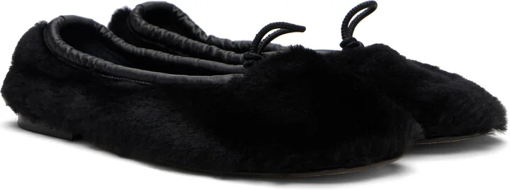 HEREU Black Puntera Shearling Ballerina Flats - Image 4
