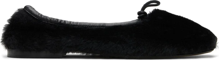 HEREU Black Puntera Shearling Ballerina Flats