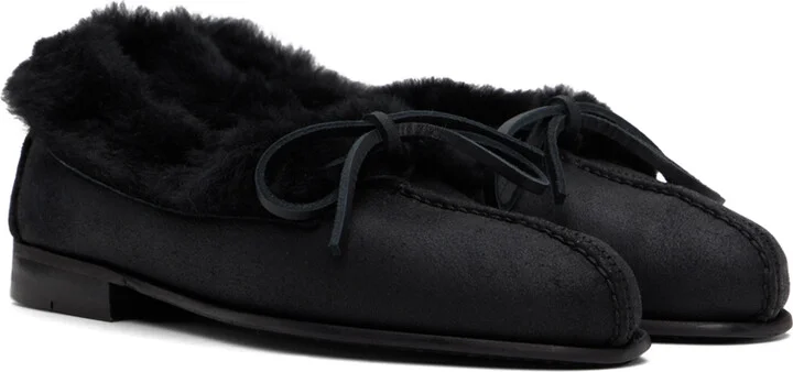 HEREU Black Tilla Shearling Loafers - Image 4