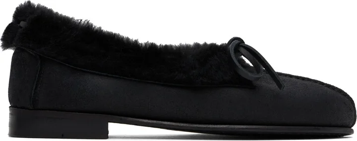 HEREU Black Tilla Shearling Loafers