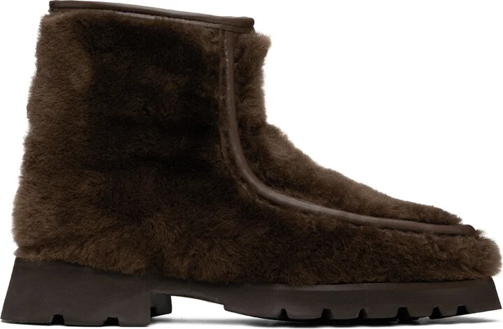 HEREU Brown Armenta Low Zipped Boots