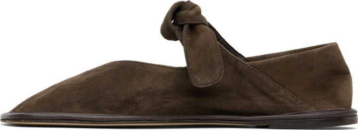 HEREU Brown Llasada Suede Ballerina Flats - Image 3