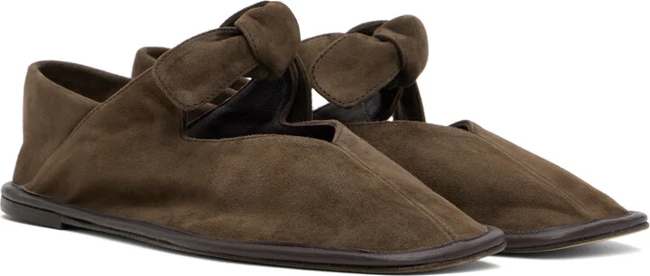 HEREU Brown Llasada Suede Ballerina Flats - Image 4