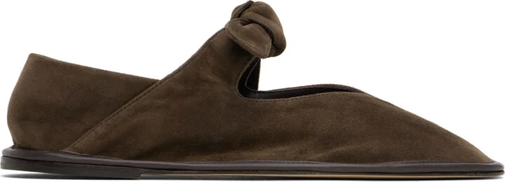 HEREU Brown Llasada Suede Ballerina Flats
