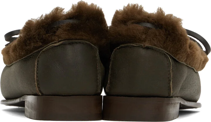 HEREU Brown Tilla Shearling Loafers - Image 2