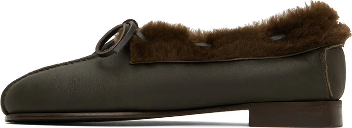HEREU Brown Tilla Shearling Loafers - Image 3
