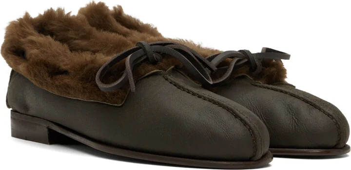 HEREU Brown Tilla Shearling Loafers - Image 4