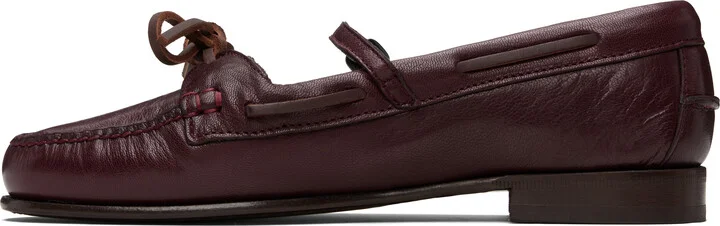 HEREU Burgundy Lorea Supple Shiny Loafers - Image 3
