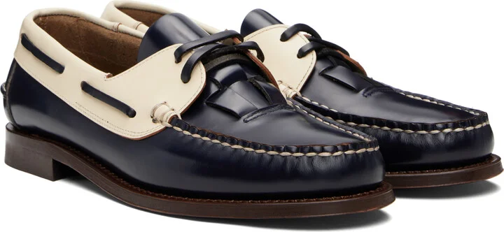HEREU Navy & Off-White Saler Bicolor Loafers - Image 4