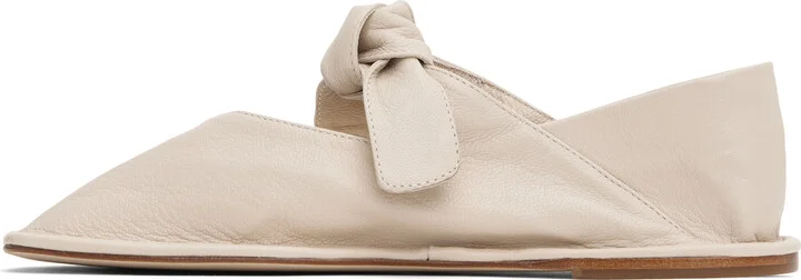 HEREU Off-White Llasada Supple Shiny Ballerina Flats - Image 3