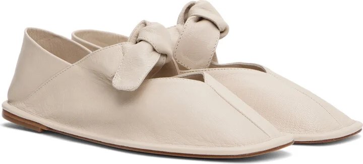 HEREU Off-White Llasada Supple Shiny Ballerina Flats - Image 4