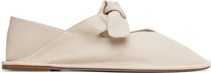 HEREU Off-White Llasada Supple Shiny Ballerina Flats