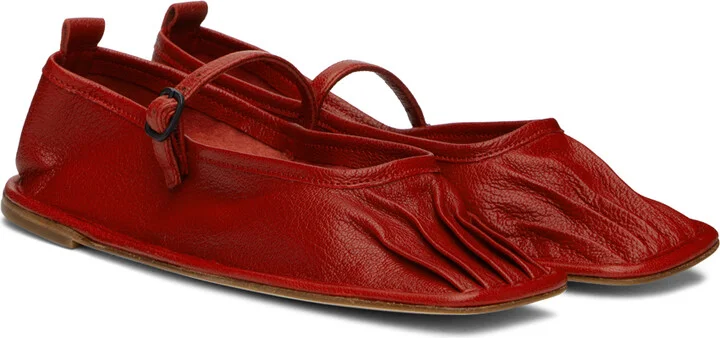 HEREU Red Dansa Supple Shiny Ballerina Flats - Image 4