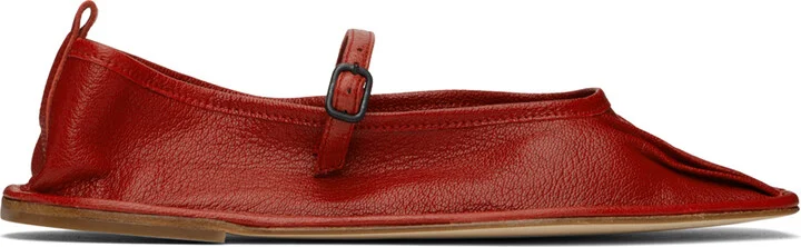 HEREU Red Dansa Supple Shiny Ballerina Flats
