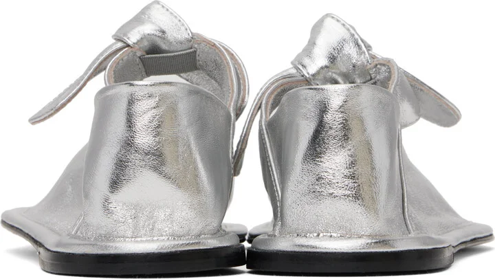 HEREU Silver Llasada Metallic Ballerina Flats - Image 2