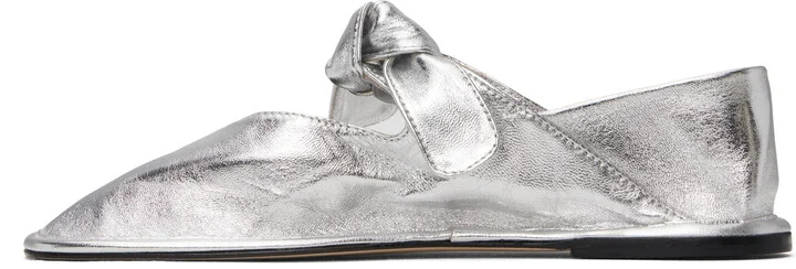 HEREU Silver Llasada Metallic Ballerina Flats - Image 3