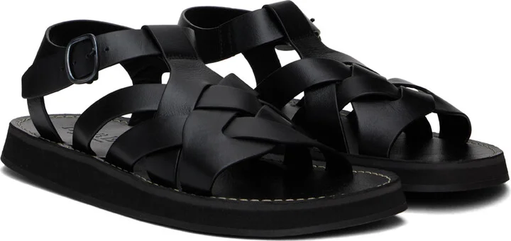 HEREU SSENSE Exclusive Black Beltra Fisherman Sandals - Image 4