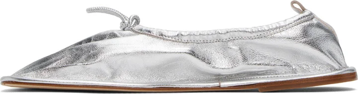 HEREU SSENSE Exclusive Silver Puntera Ballerina Flats - Image 3